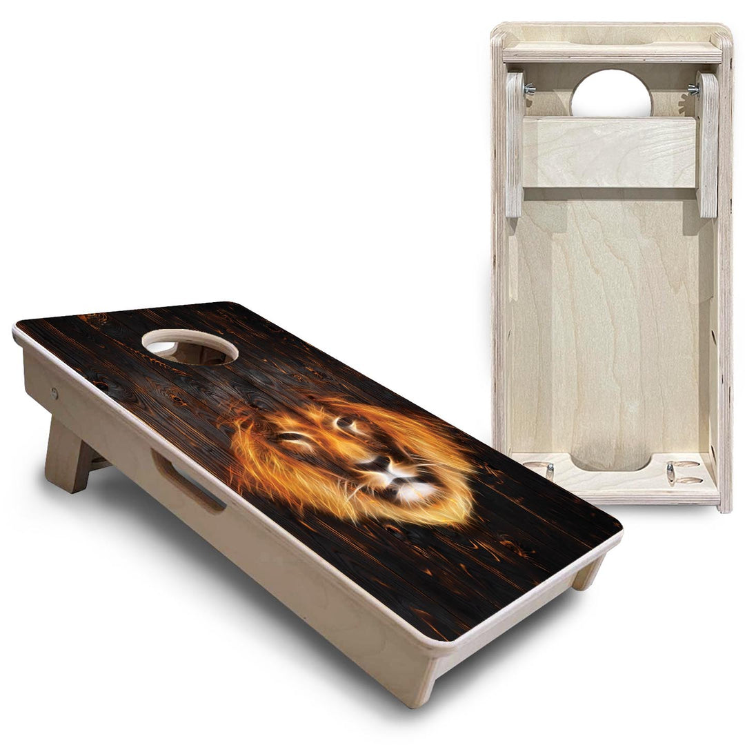 Lion Dark Burnt Wood - Mini or Vacation Size Cornhole Boards
