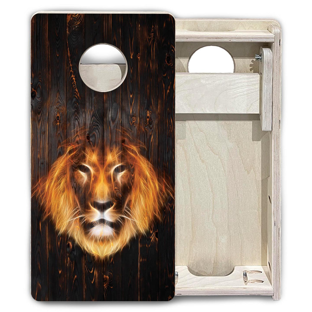 Lion Dark Burnt Wood - Mini or Vacation Size Cornhole Boards