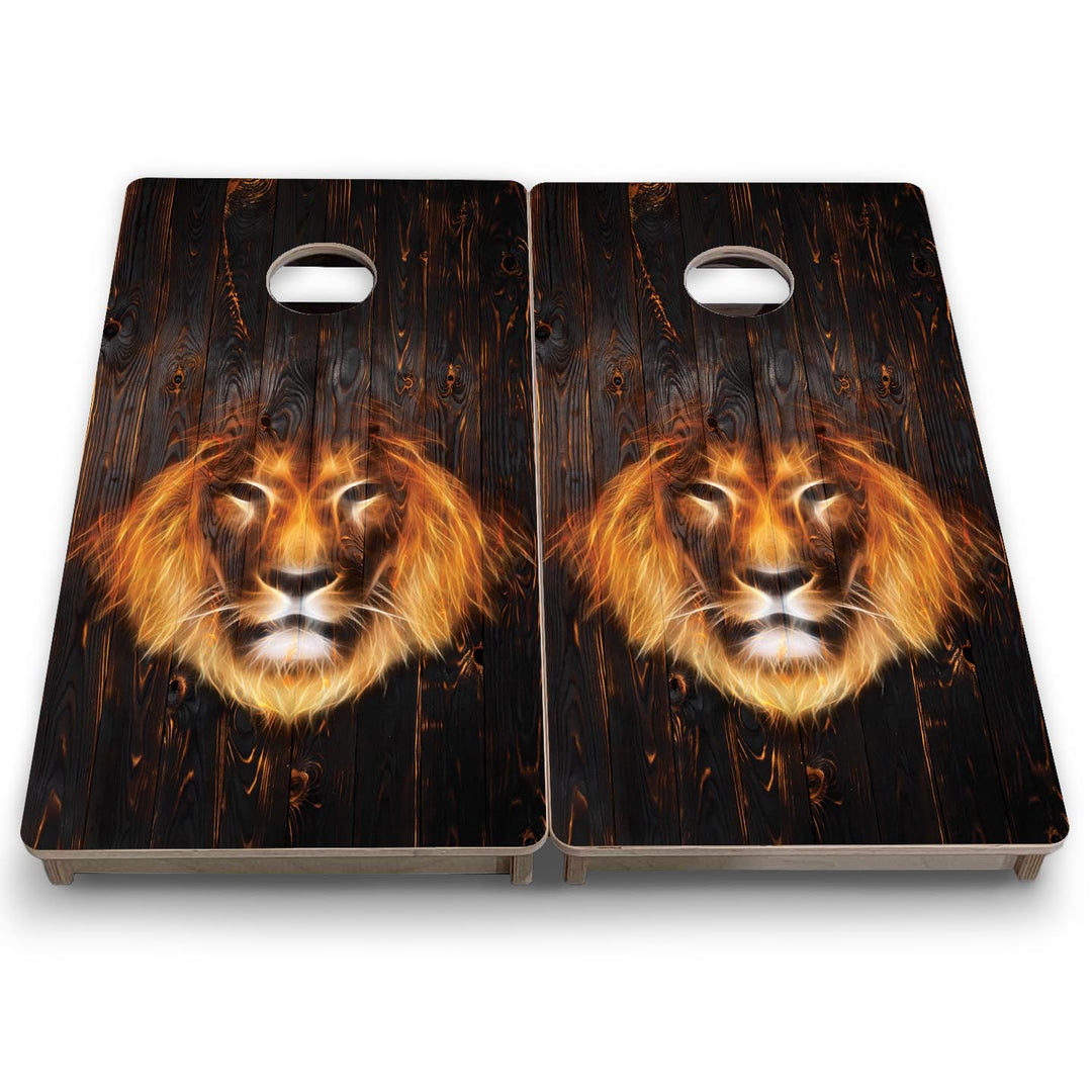 Lion Dark Burnt Wood - Mini or Vacation Size Cornhole Boards