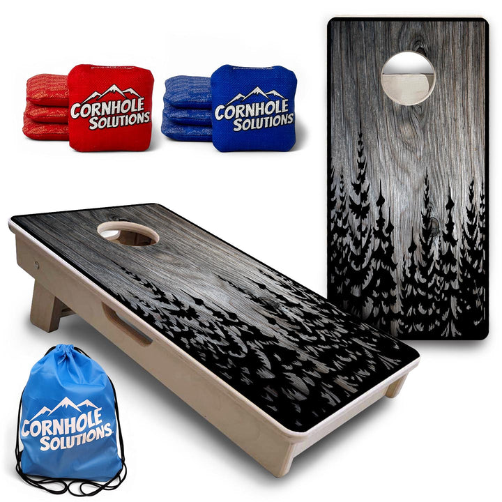 Grey Pine Trees - Mini or Vacation Size Cornhole Boards