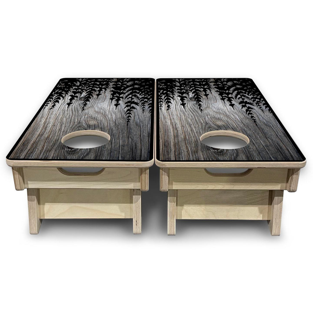 Grey Pine Trees - Mini or Vacation Size Cornhole Boards