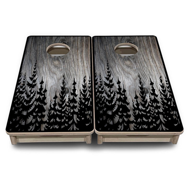 Grey Pine Trees - Mini or Vacation Size Cornhole Boards
