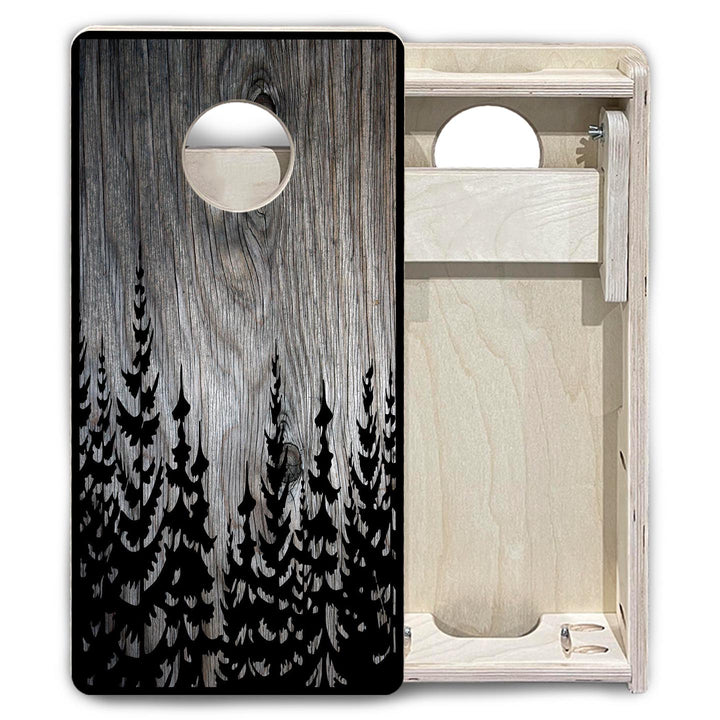 Grey Pine Trees - Mini or Vacation Size Cornhole Boards