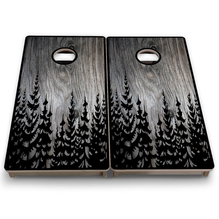 Grey Pine Trees - Mini or Vacation Size Cornhole Boards