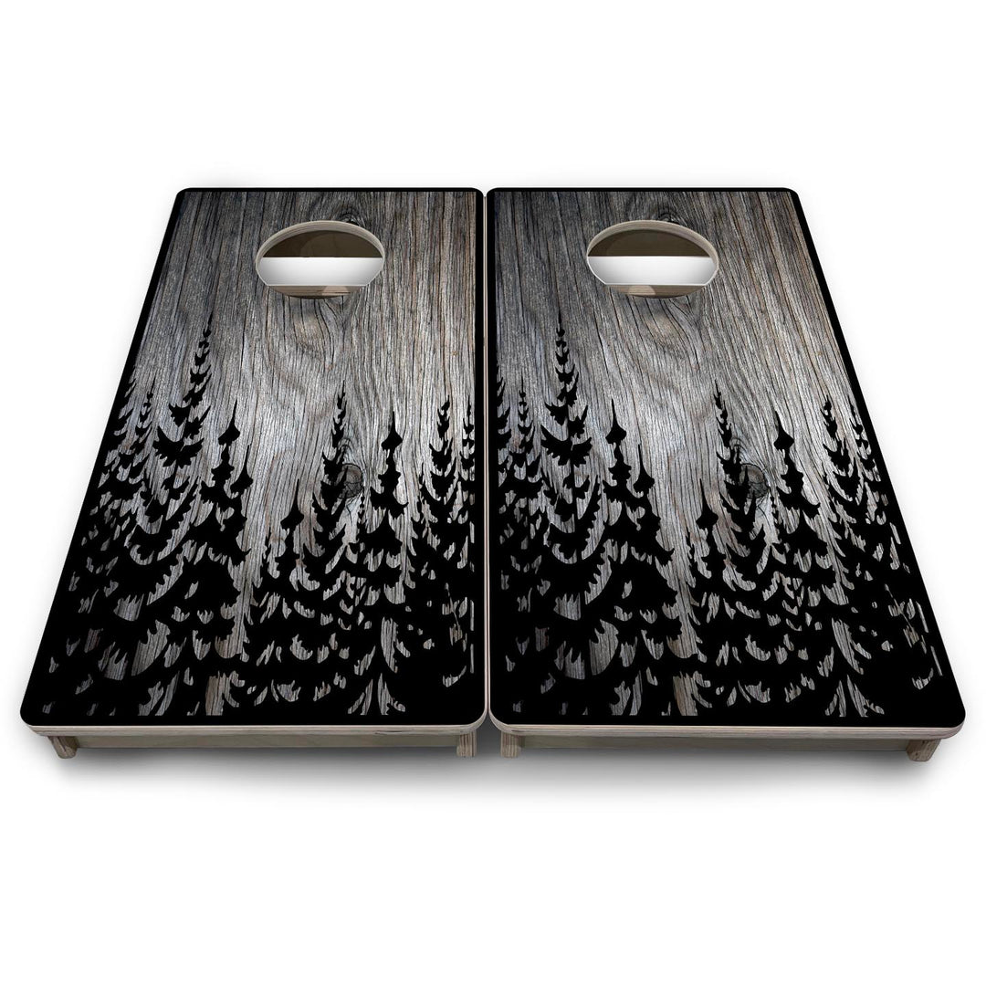 Grey Pine Trees - Mini or Vacation Size Cornhole Boards