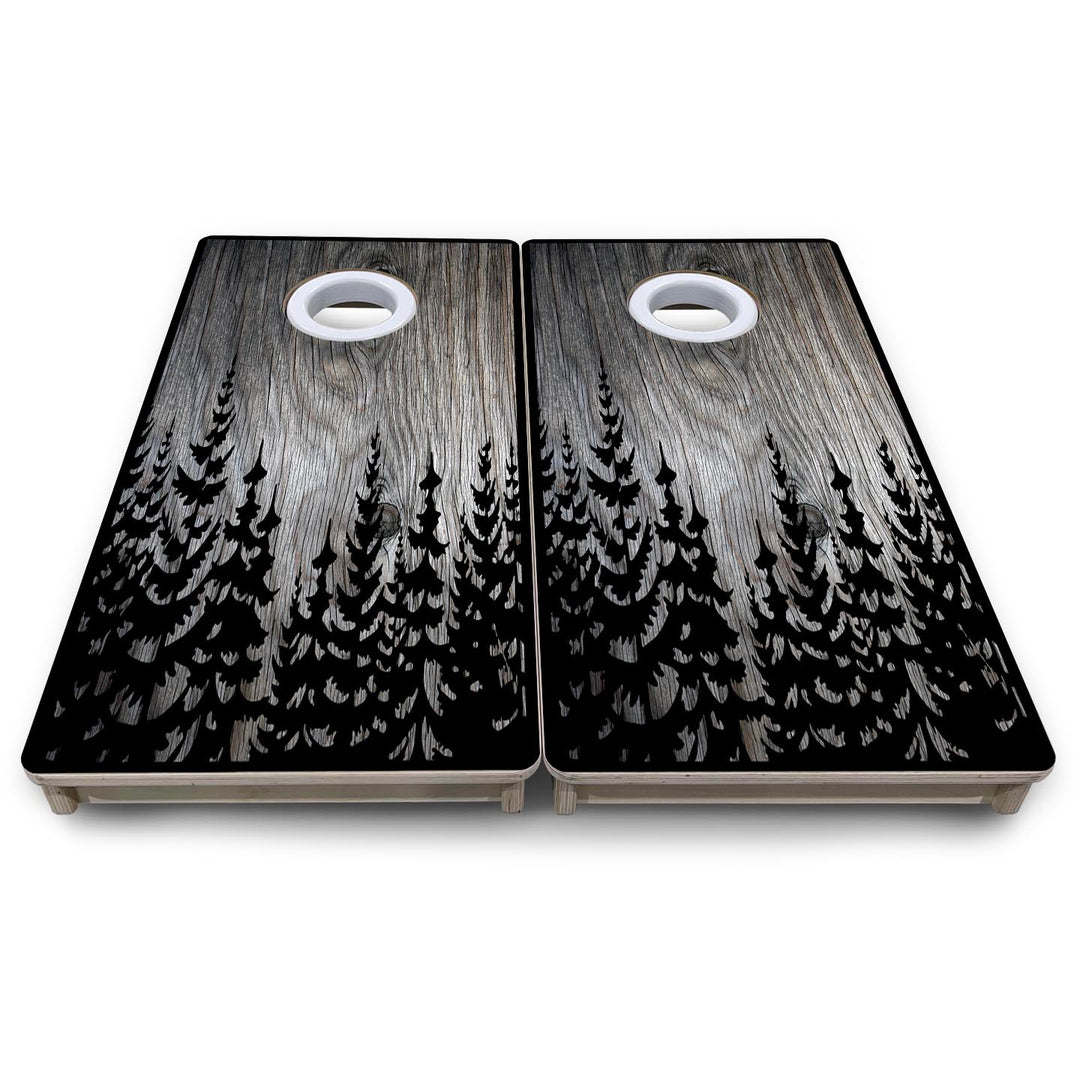 Grey Pine Trees - Mini or Vacation Size Cornhole Boards