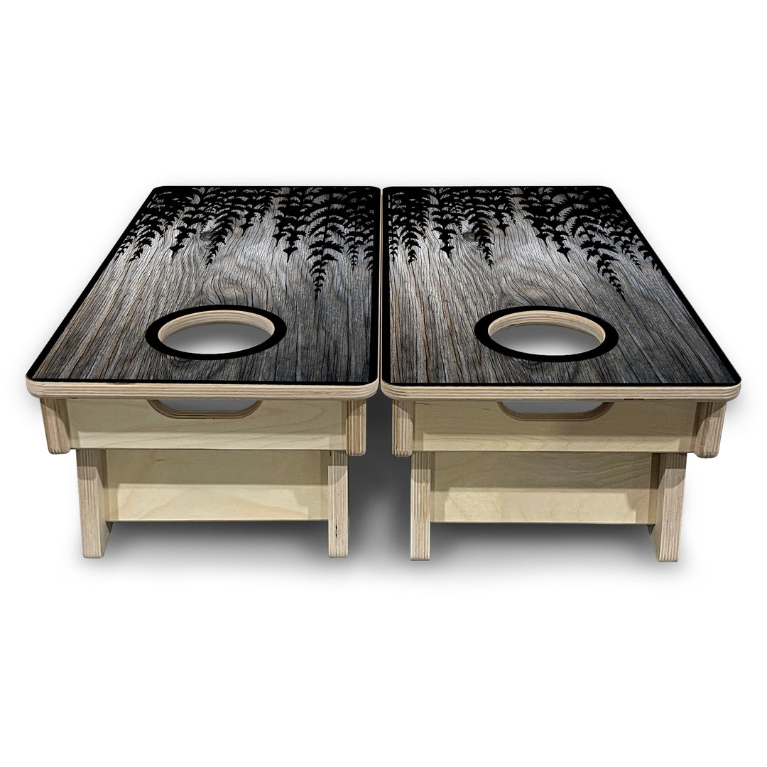 Mini Cornhole Boards - Greyscale Pine Trees