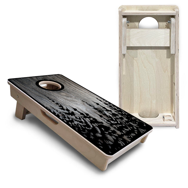 Mini Cornhole Boards - Greyscale Pine Trees