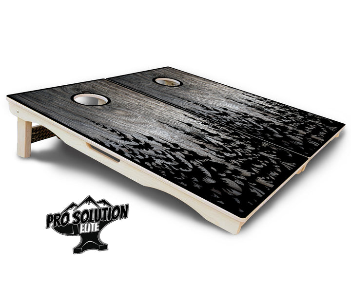 Greyscale Pine Trees Cornhole Boards - Pro Solution Elite Series