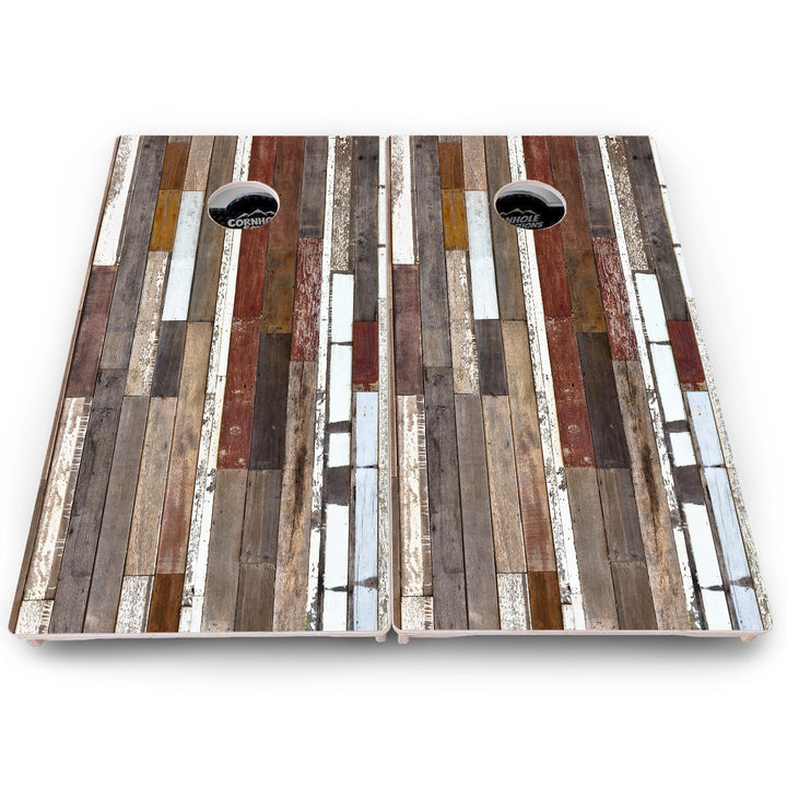 Rustic Mixed Woodgrain Cornhole Boards – Pro Lite or Pro Elite