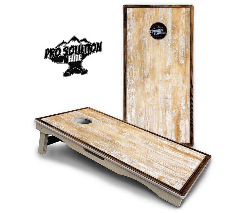 Pro Solution Elite - Rustic Frame Wood - Professional Tournament Cornhole Boards 3/4" Baltic Birch - Zero Bounce Zero Movement Vertical Interlocking Braces for Extra Weight & Stability +Double Thick Legs +Airmail Blocker