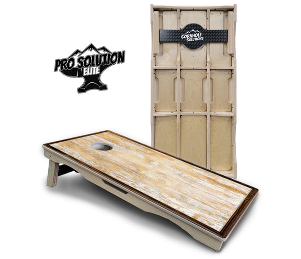 Pro Solution Elite - Rustic Frame Wood - Professional Tournament Cornhole Boards 3/4" Baltic Birch - Zero Bounce Zero Movement Vertical Interlocking Braces for Extra Weight & Stability +Double Thick Legs +Airmail Blocker