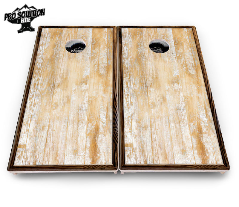 Pro Solution Elite - Rustic Frame Wood - Professional Tournament Cornhole Boards 3/4" Baltic Birch - Zero Bounce Zero Movement Vertical Interlocking Braces for Extra Weight & Stability +Double Thick Legs +Airmail Blocker