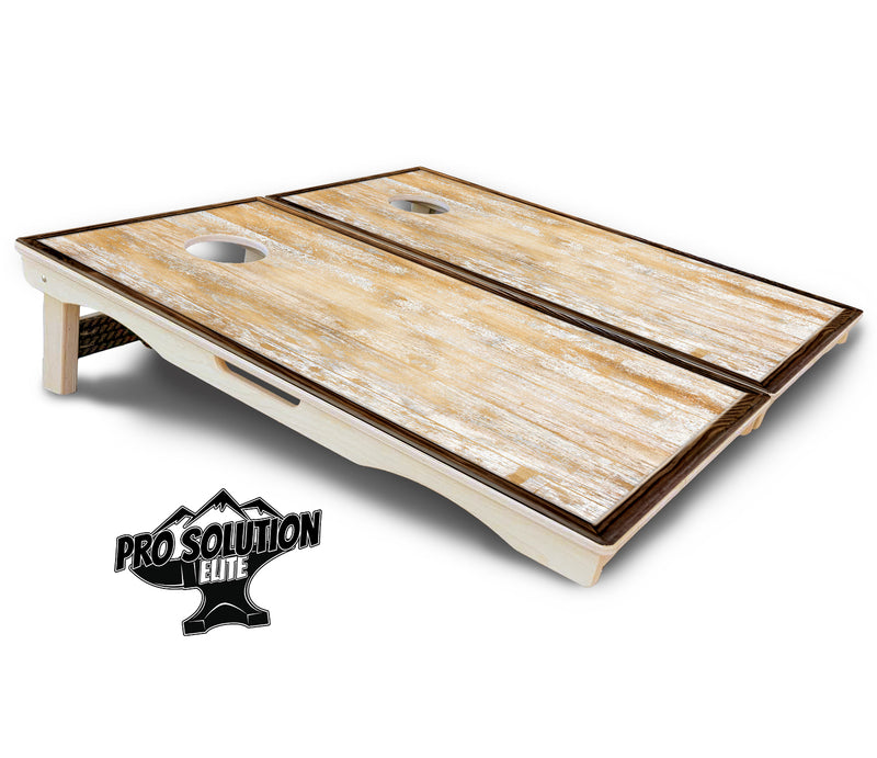 Pro Solution Elite - Rustic Frame Wood - Professional Tournament Cornhole Boards 3/4" Baltic Birch - Zero Bounce Zero Movement Vertical Interlocking Braces for Extra Weight & Stability +Double Thick Legs +Airmail Blocker