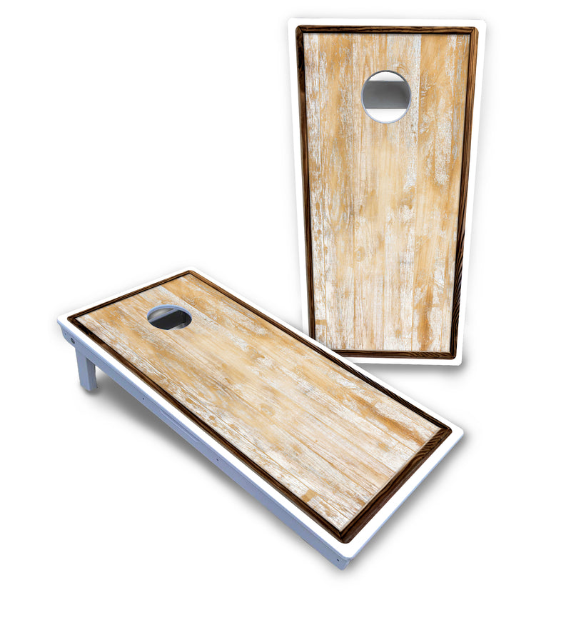 Waterproof - Rustic Frame Wood - All Weather Boards "Outdoor Solution" 18mm(3/4")Direct UV Printed - Regulation 2' by 4' Cornhole Boards (Set of 2 Boards) Double Thick Legs, with Leg Brace & Dual Support Braces!