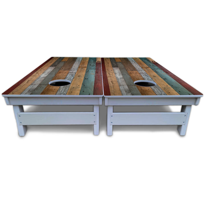 Metallic Wood Planks Cornhole Boards - All Weather Series