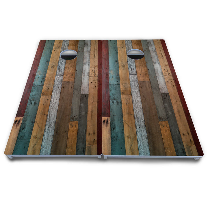 Metallic Wood Planks Cornhole Boards - All Weather Series