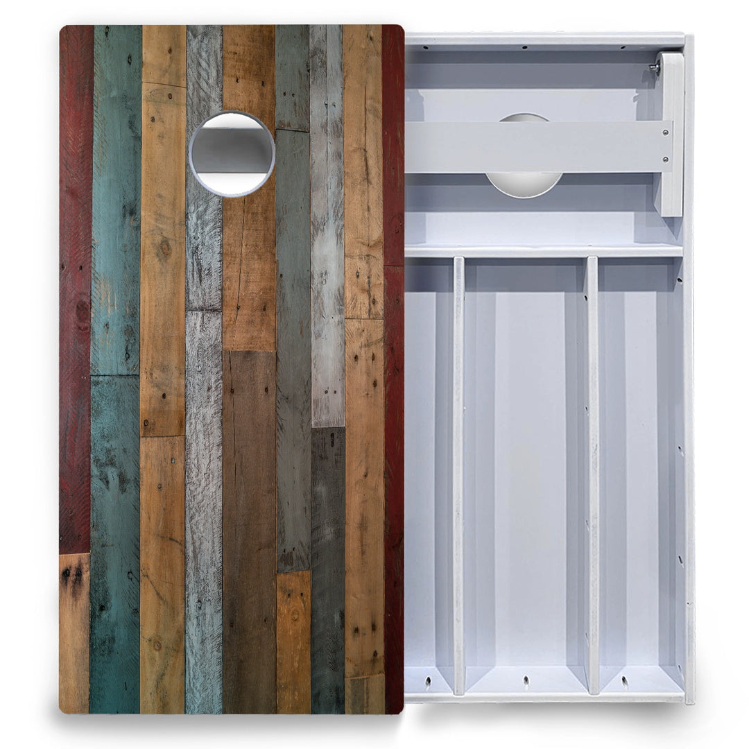 Metallic Wood Planks Cornhole Boards - All Weather Series