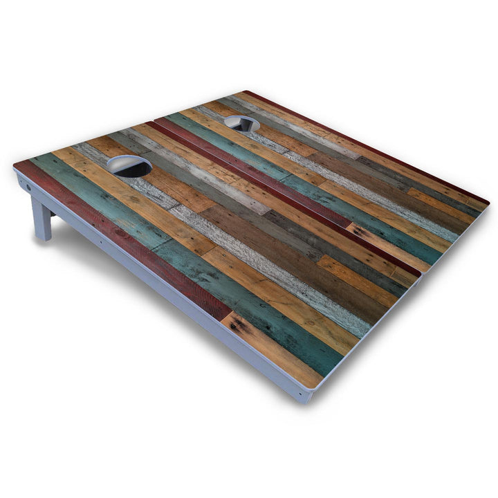 Metallic Wood Planks Cornhole Boards - All Weather Series