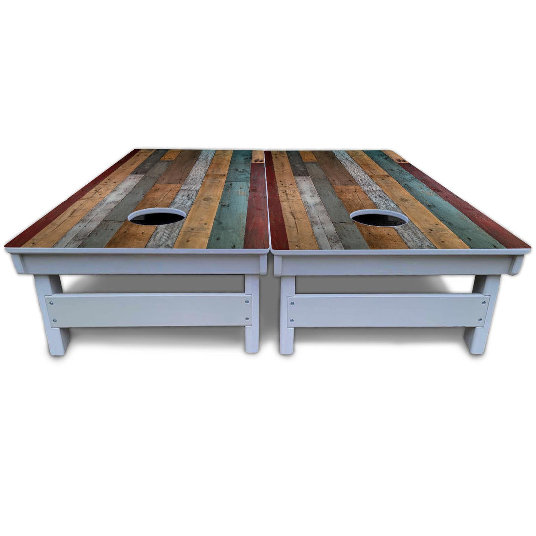 Metallic Wood Planks Cornhole Boards - All Weather Series
