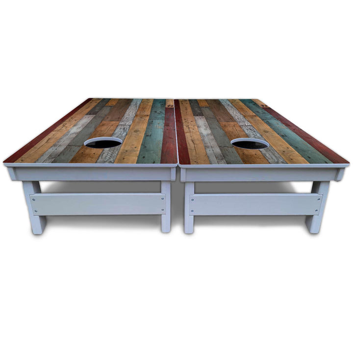 Metallic Wood Planks Cornhole Boards - All Weather Series