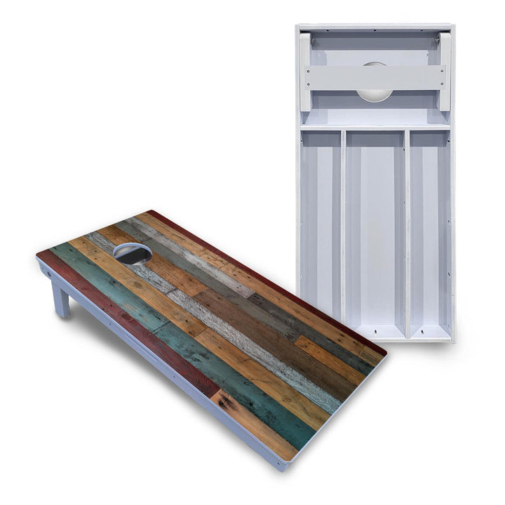 Metallic Wood Planks Cornhole Boards - All Weather Series