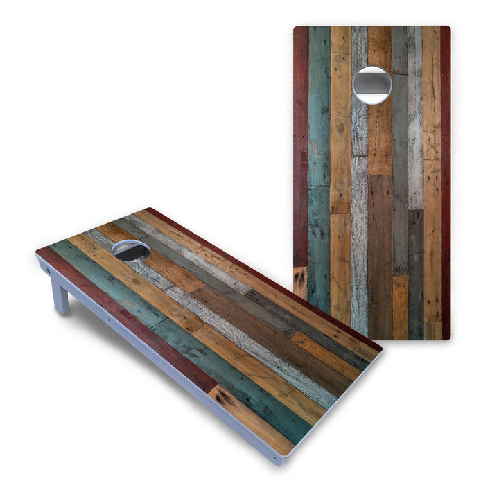 Metallic Wood Planks Cornhole Boards - All Weather Series