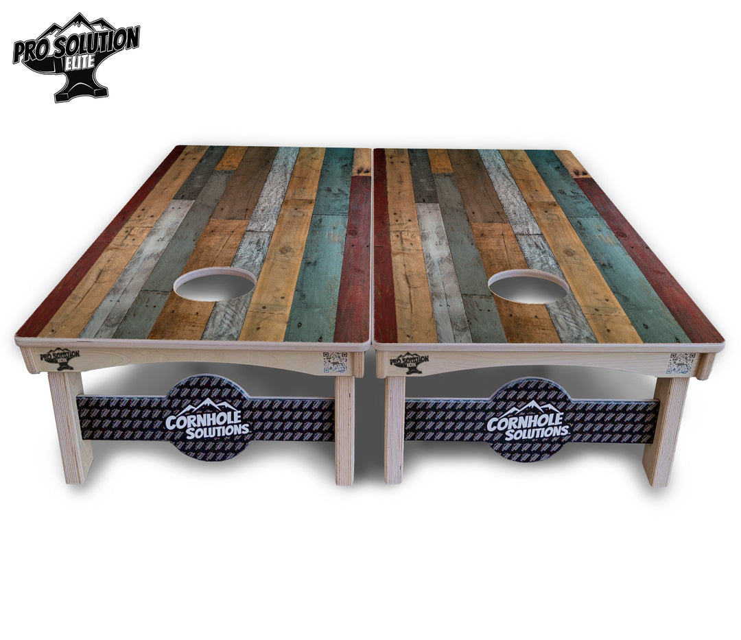 Metallic Wood Planks Cornhole Boards - Pro Solution Elite Series
