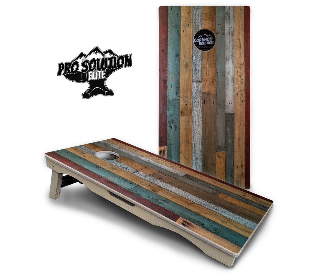 Metallic Wood Planks Cornhole Boards - Pro Solution Elite Series