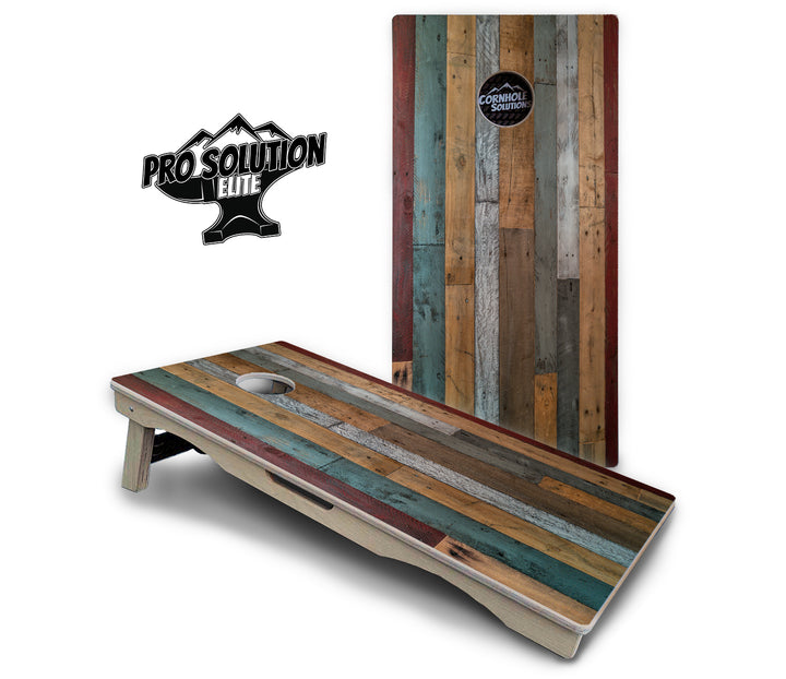 Metallic Wood Planks Cornhole Boards - Pro Solution Elite Series