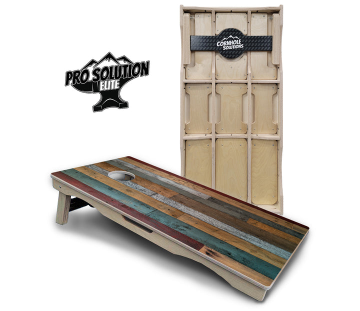 Metallic Wood Planks Cornhole Boards - Pro Solution Elite Series