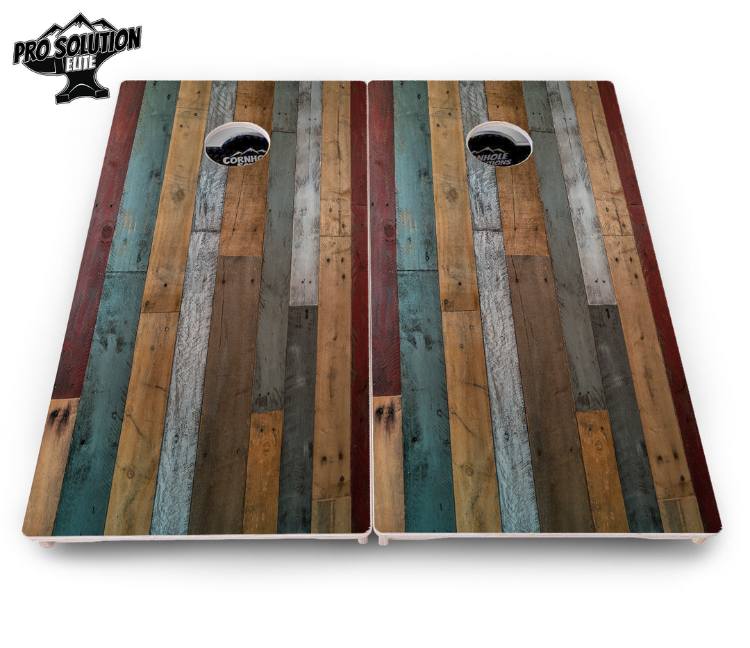 Metallic Wood Planks Cornhole Boards - Pro Solution Elite Series