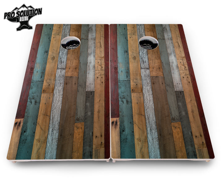 Metallic Wood Planks Cornhole Boards - Pro Solution Elite Series