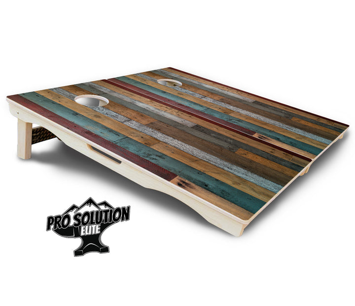 Metallic Wood Planks Cornhole Boards - Pro Solution Elite Series