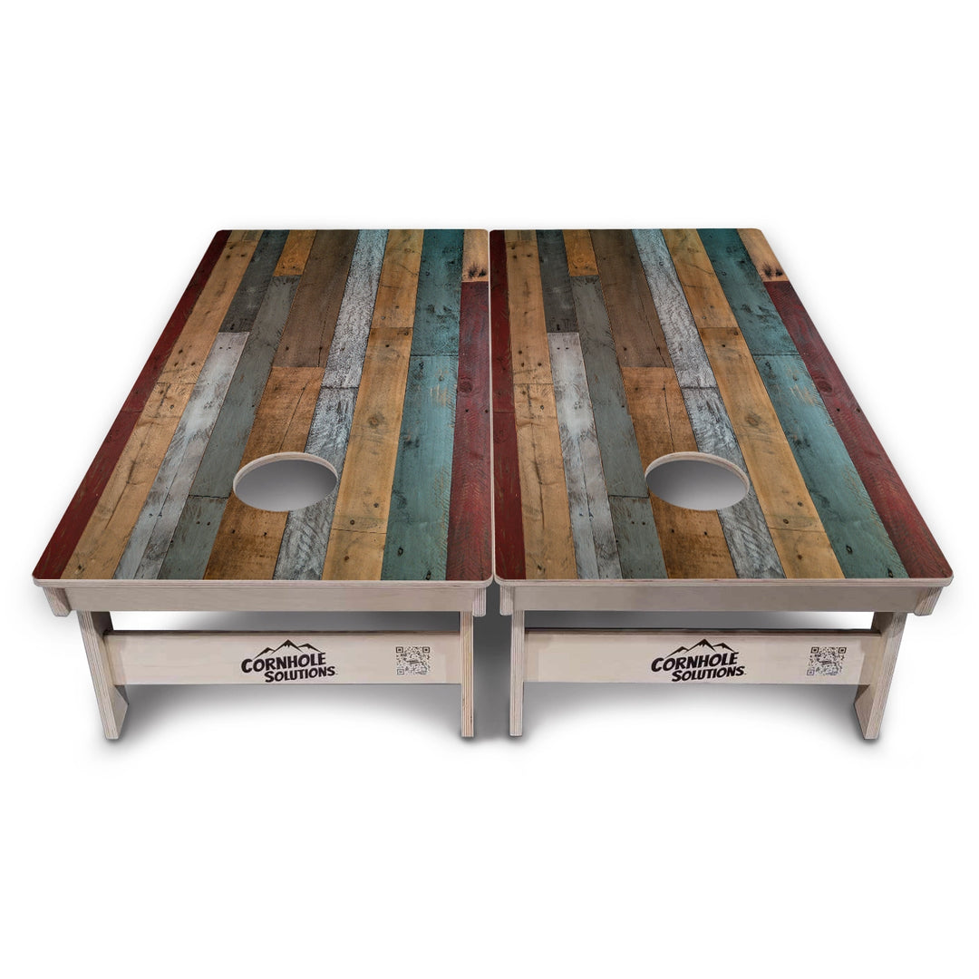 Metallic Wood Planks Cornhole Boards – Tournament Series
