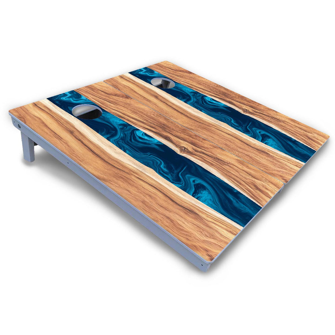 Live Edge River Cornhole Boards - All Weather Series