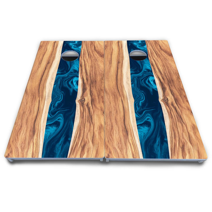 Live Edge River Cornhole Boards - All Weather Series