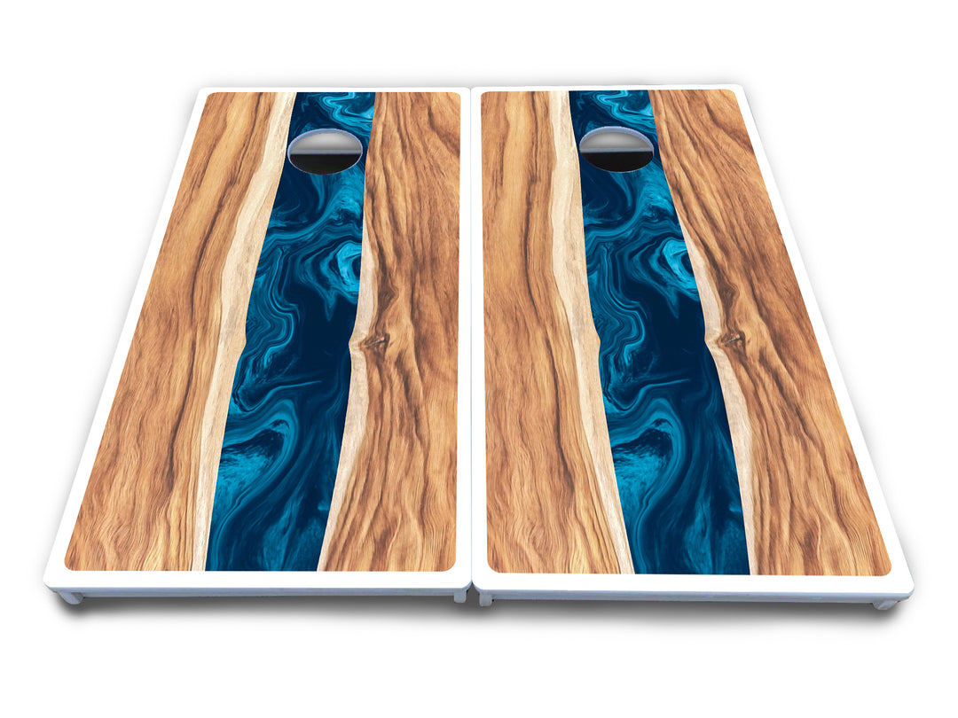 Live Edge River Cornhole Boards - All Weather Series