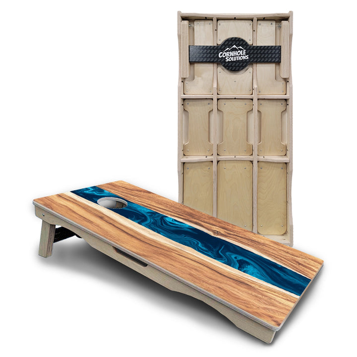 Live Edge River Cornhole Boards – Pro Lite or Pro Elite