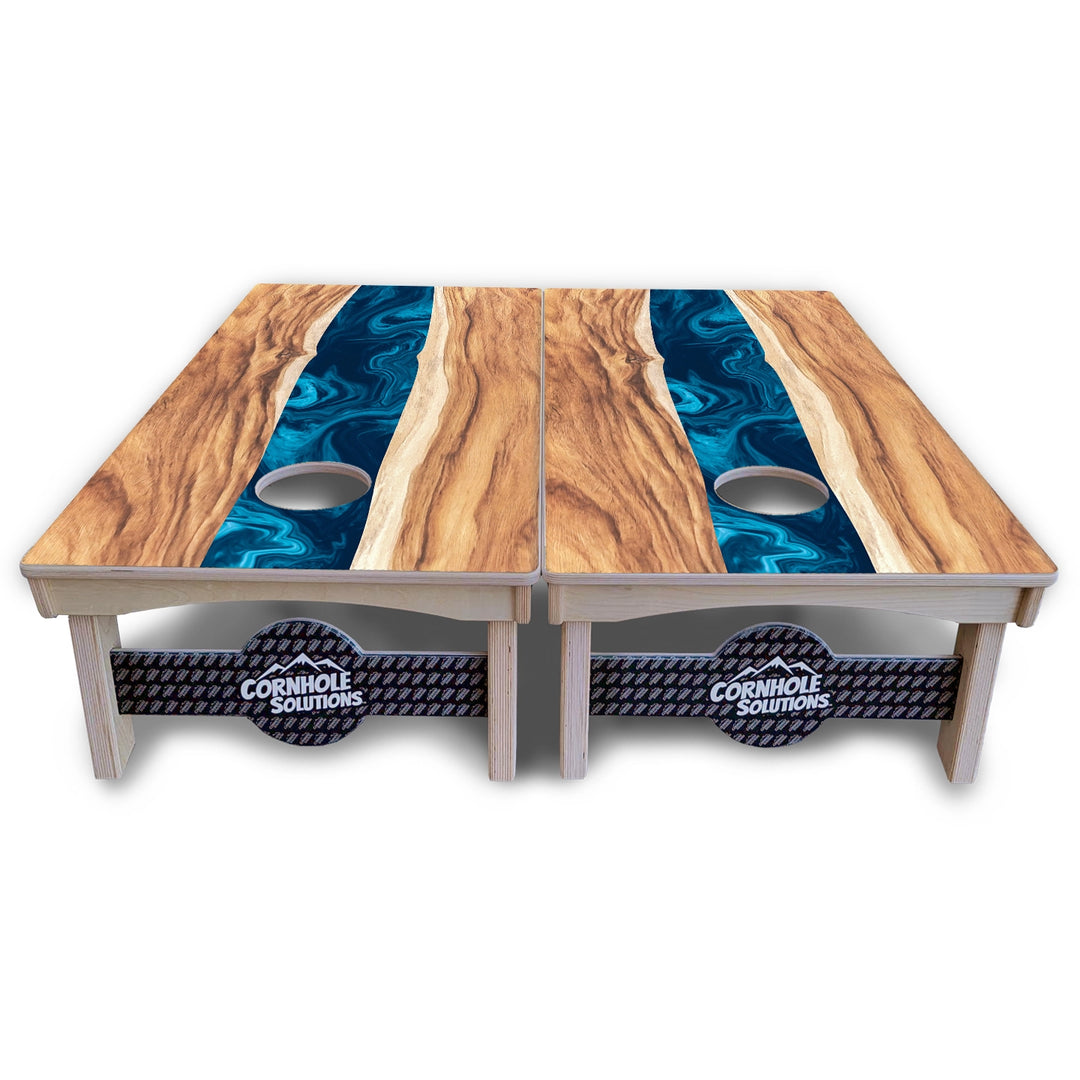 Live Edge River Cornhole Boards – Pro Lite or Pro Elite