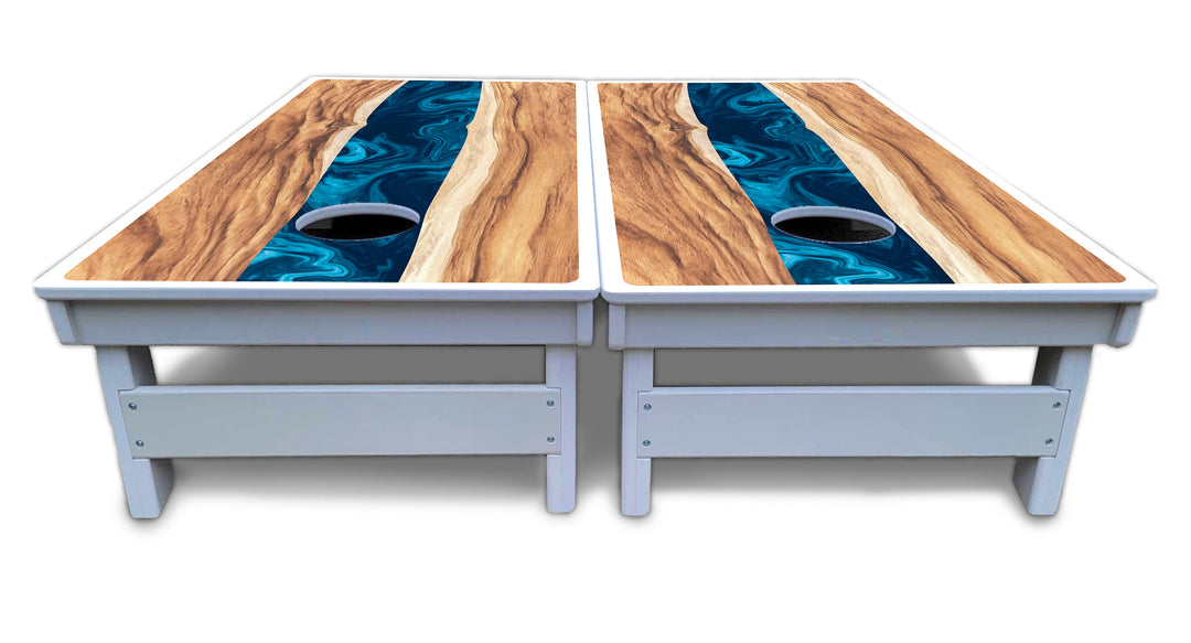 Live Edge River Cornhole Boards - All Weather Series