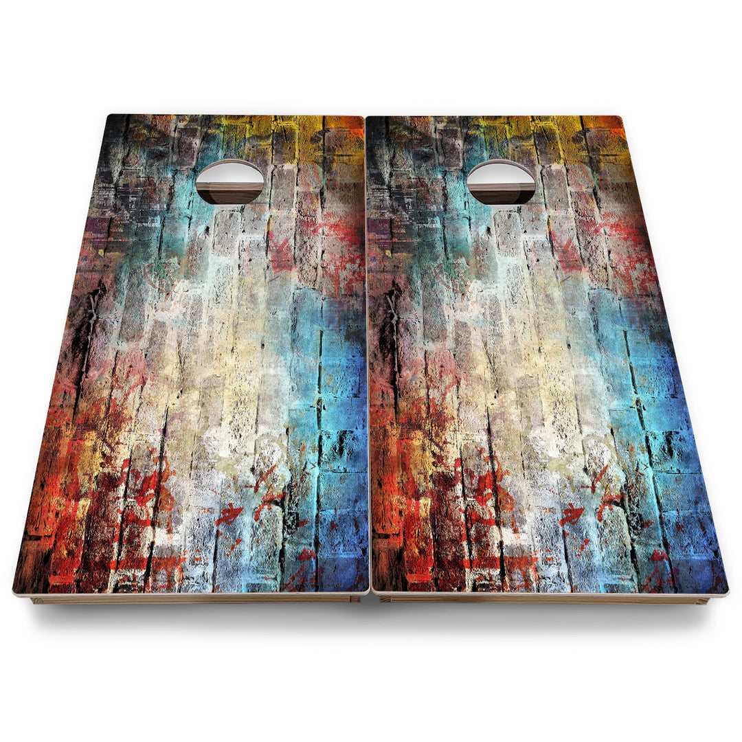 Patterned Background Cornhole Boards - Backyard Series