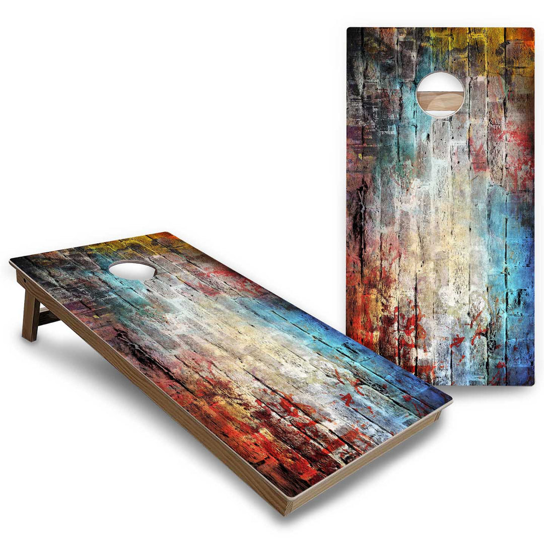 Patterned Background Cornhole Boards - Backyard Series