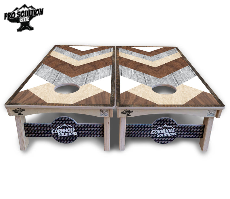 Pro Solution Elite - Pallet Wood Design - Professional Tournament Cornhole Boards 3/4" Baltic Birch - Zero Bounce Zero Movement Vertical Interlocking Braces for Extra Weight & Stability +Double Thick Legs +Airmail Blocker