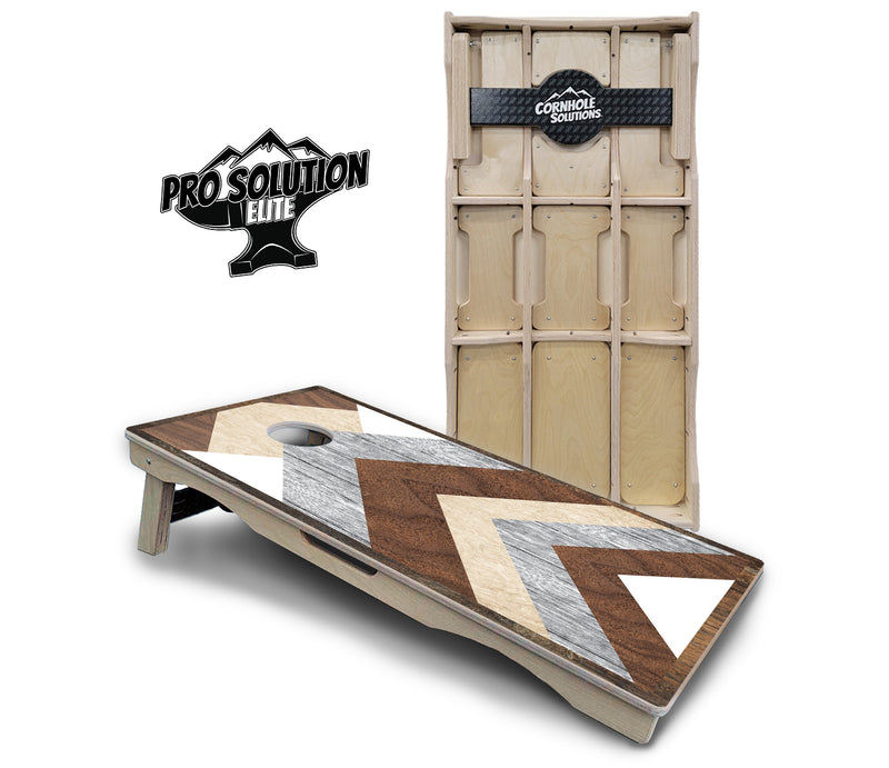 Pro Solution Elite - Pallet Wood Design - Professional Tournament Cornhole Boards 3/4" Baltic Birch - Zero Bounce Zero Movement Vertical Interlocking Braces for Extra Weight & Stability +Double Thick Legs +Airmail Blocker