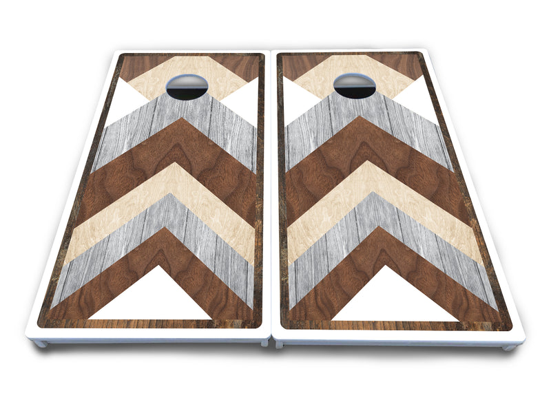 Waterproof - Pallet Wood Design - All Weather Boards "Outdoor Solution" 18mm(3/4")Direct UV Printed - Regulation 2' by 4' Cornhole Boards (Set of 2 Boards) Double Thick Legs, with Leg Brace & Dual Support Braces!