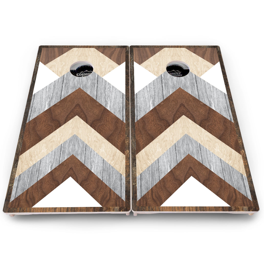 Woodgrain Stripe Cornhole Boards – Pro Lite or Pro Elite