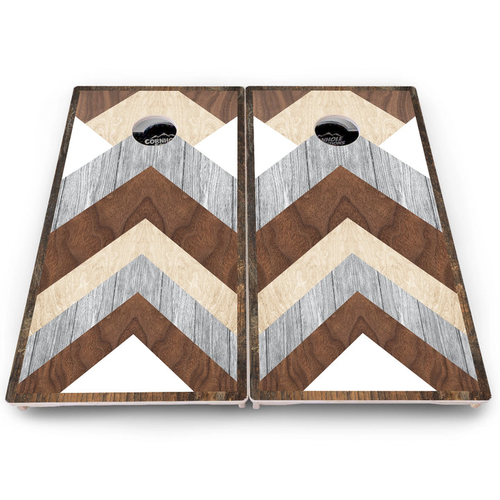Woodgrain Stripe Cornhole Boards – Pro Lite or Pro Elite
