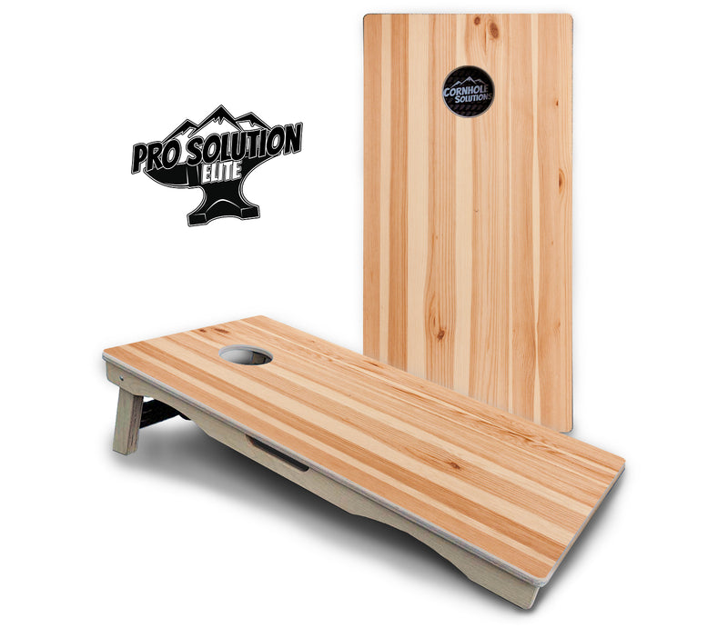 Pro Solution Elite - Pine Wood - Professional Tournament Cornhole Boards 3/4" Baltic Birch - Zero Bounce Zero Movement Vertical Interlocking Braces for Extra Weight & Stability +Double Thick Legs +Airmail Blocker