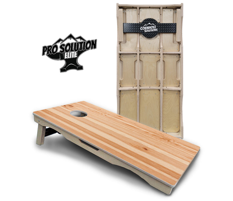 Pro Solution Elite - Pine Wood - Professional Tournament Cornhole Boards 3/4" Baltic Birch - Zero Bounce Zero Movement Vertical Interlocking Braces for Extra Weight & Stability +Double Thick Legs +Airmail Blocker